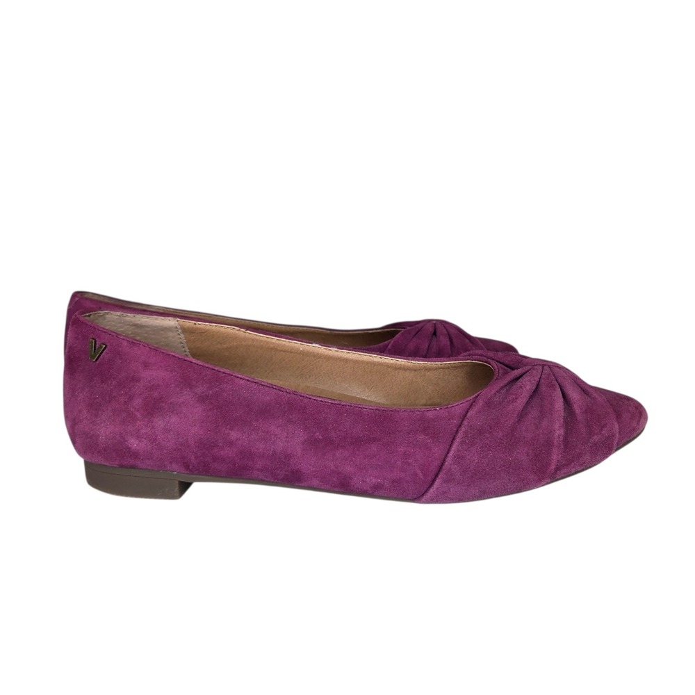 LIKE NEW Vionic Gramercy Plum Purple Suede Pointed Toe Bow Ballet Flats Womens 5 - Picture 4 of 7